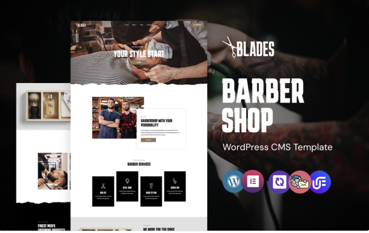 Blades - Hair Salon and Barber Shop WordPress Elementor Theme WordPress Theme