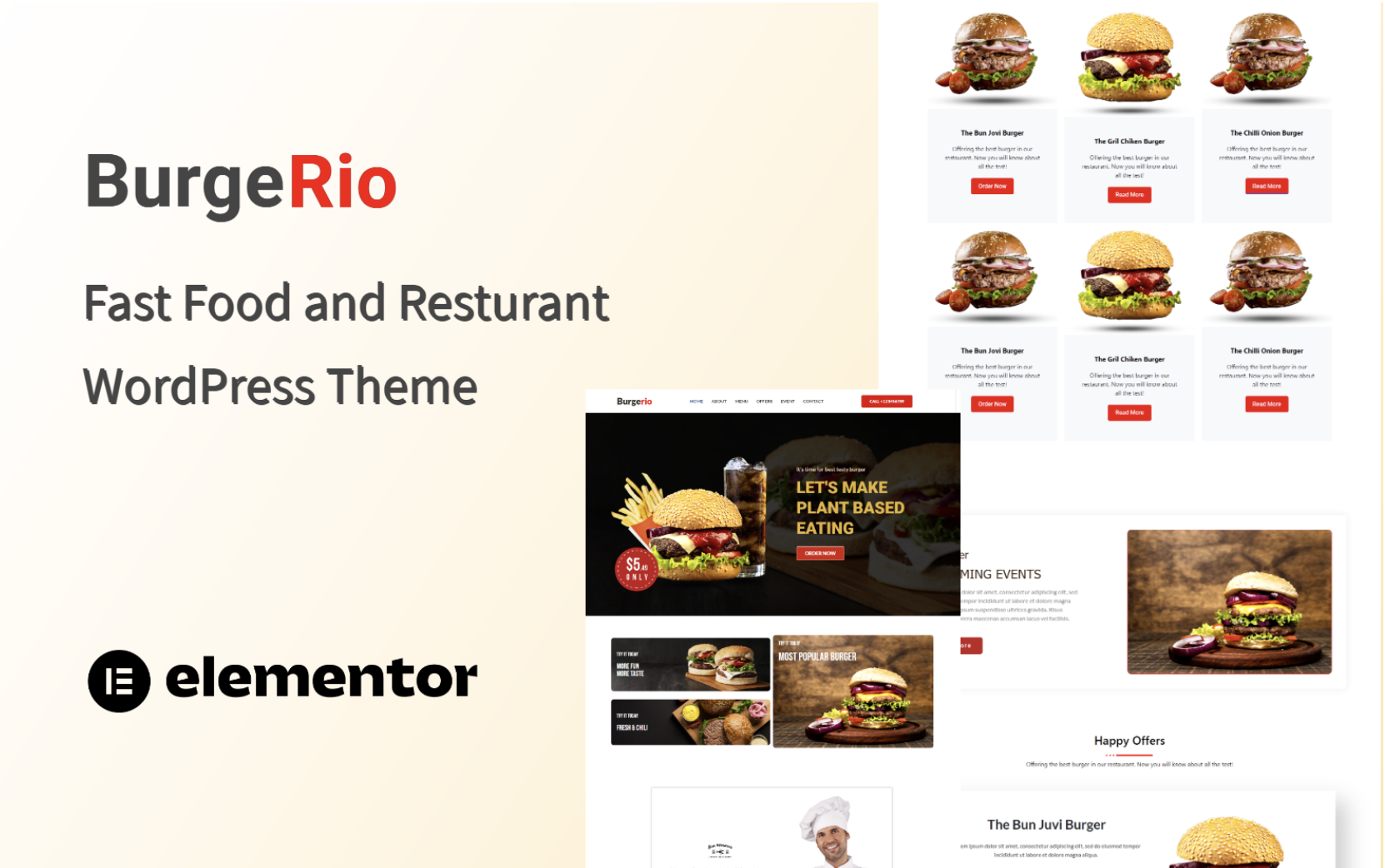 Burger - Fast Food and Restaurant One Page WordPress Theme