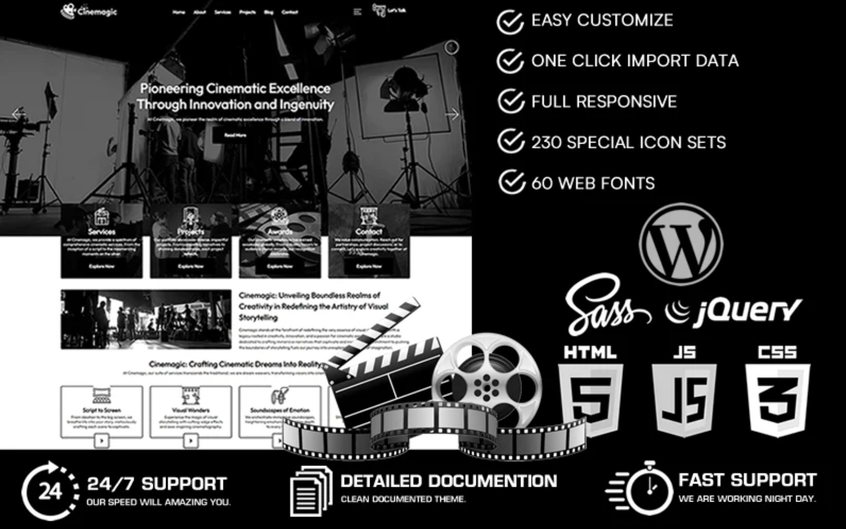 Cinema - Vintage Theater & Performing Arts WordPress Elementor Theme WordPress Theme