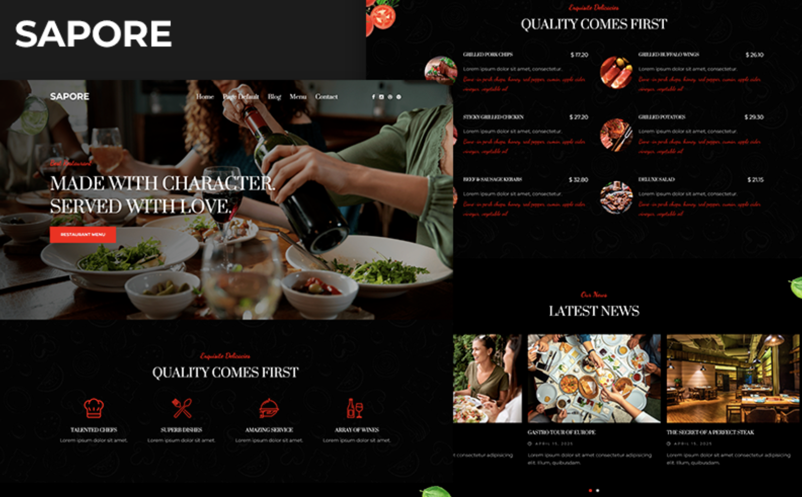 SAPORE - WordPress Theme For Restaurants and Cafes
