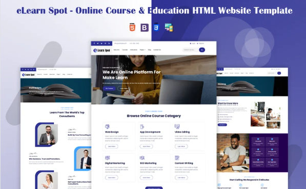 eLearn Spot – Online Course and Education HTML Website Template — Template by Templatemonster