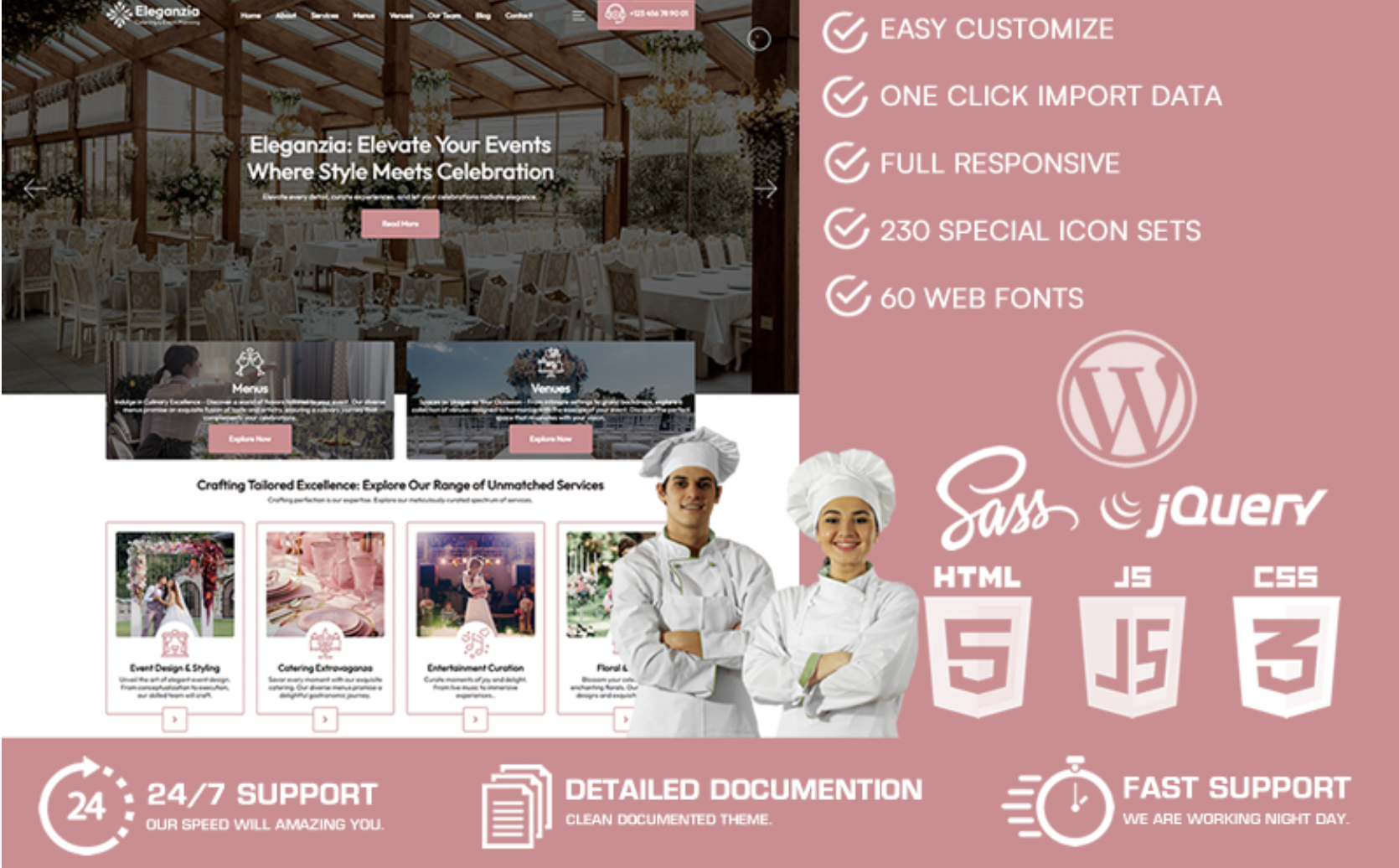 Eleganzia - Catering & Event Planning WordPress Theme
