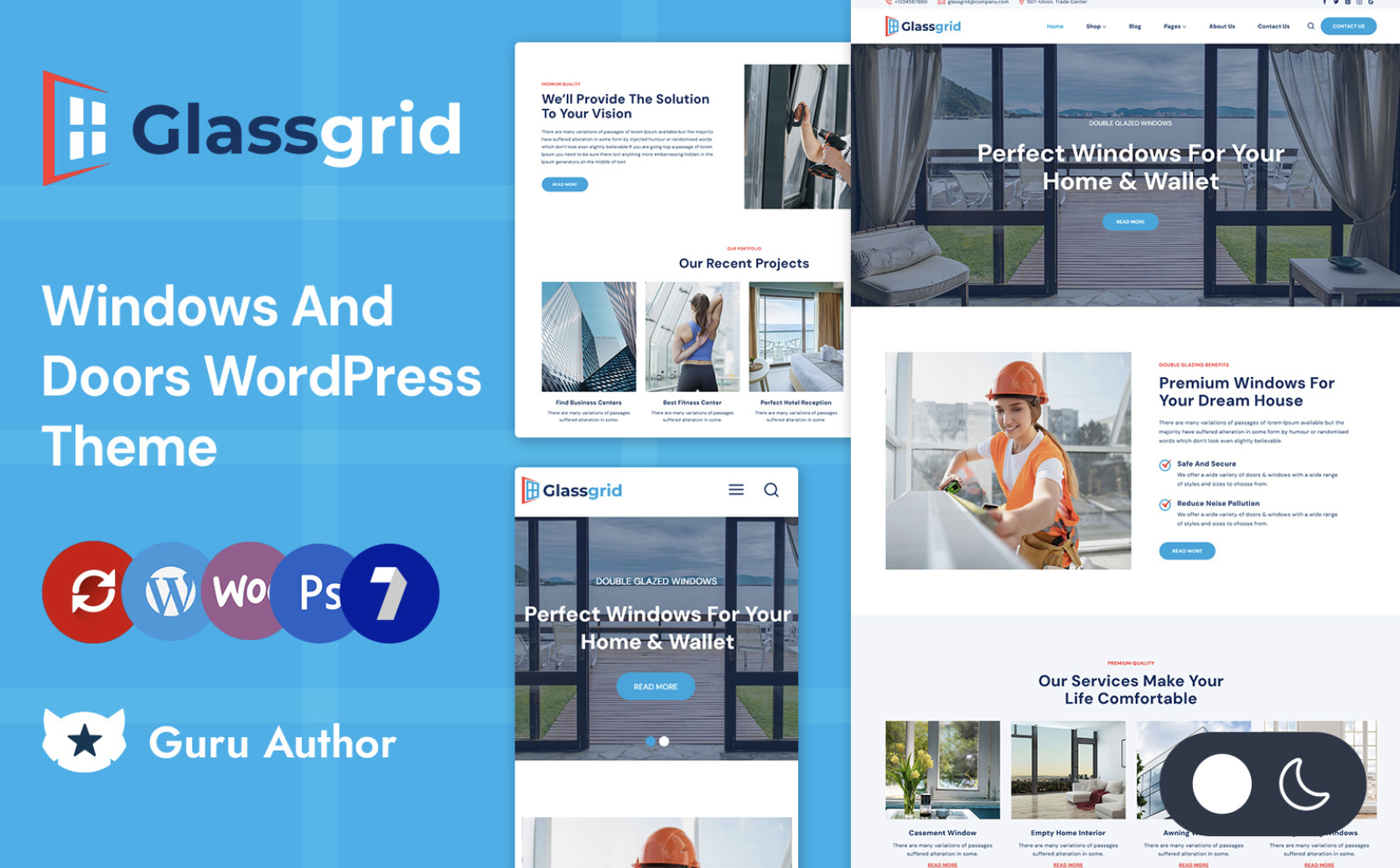 Glassgrid - Windows, Glasses and Doors Services Elementor Wordpress Responsive Theme