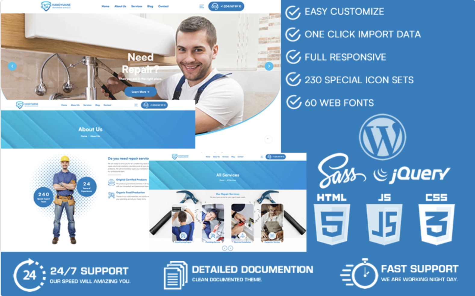 Handymane - Repairman Services WordPress Theme