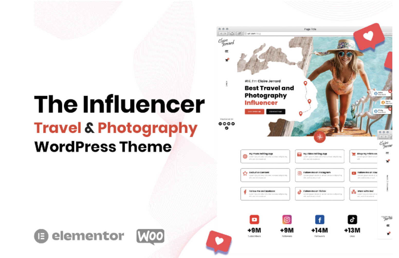 The Influencer - travel and photography wordpres and woocommerce elementor theme