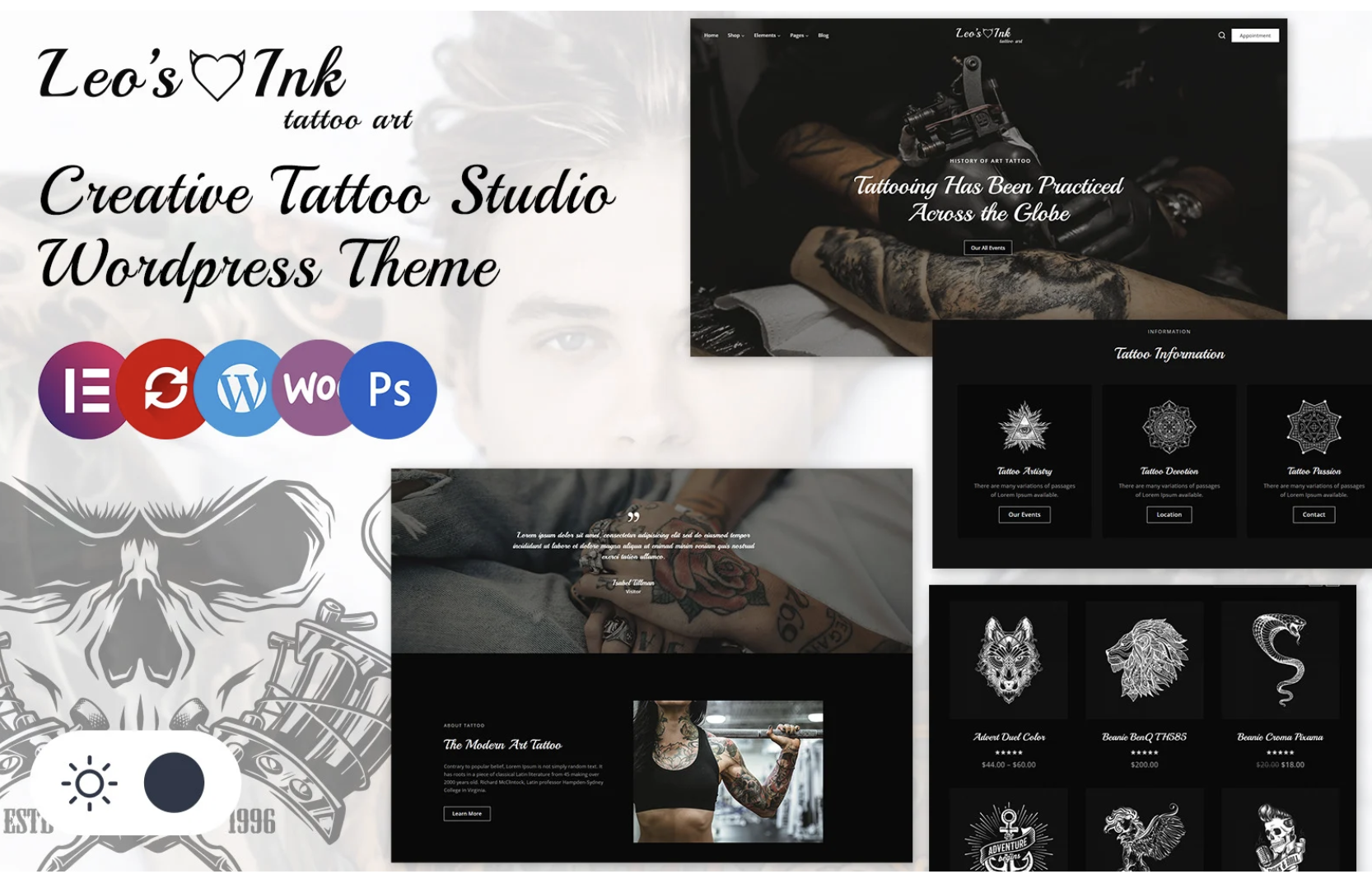 Leoink - Creative Tattoo Studio Elementor Wordpress Responsive Theme