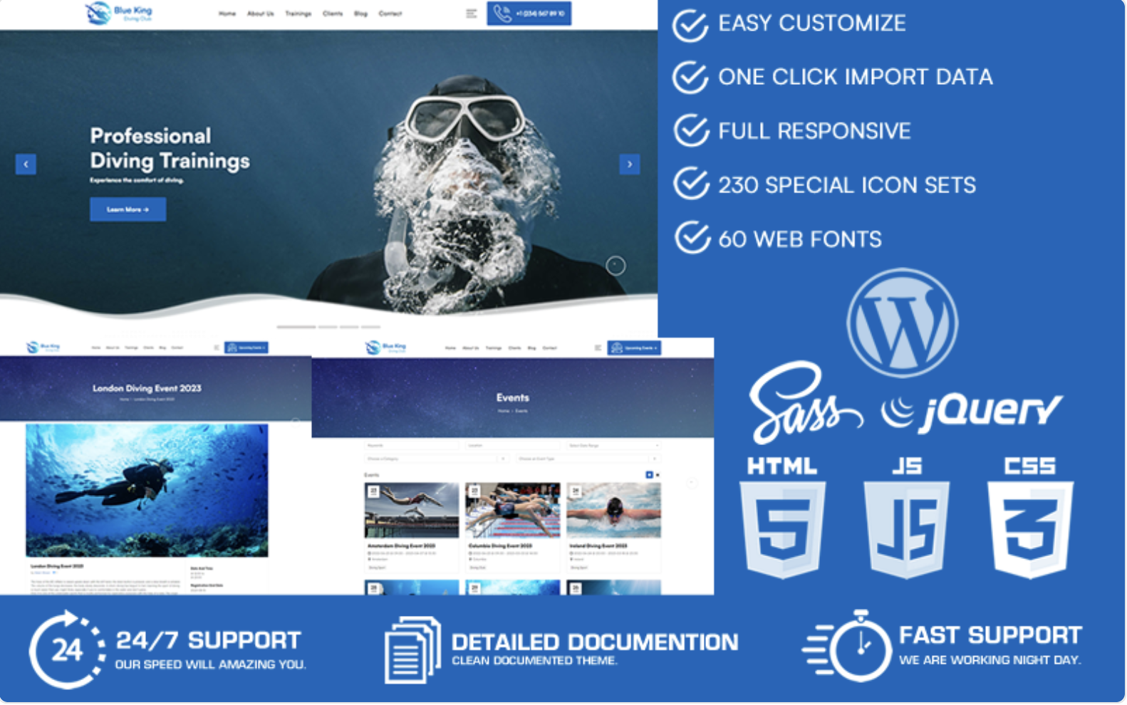 Blueking - Diving Club WordPress Theme