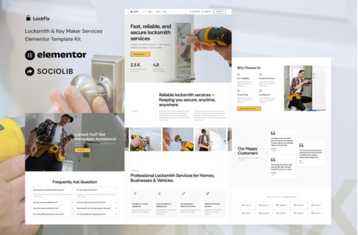 LockFix - Locksmith & Key Maker Service Elementor Template Kit