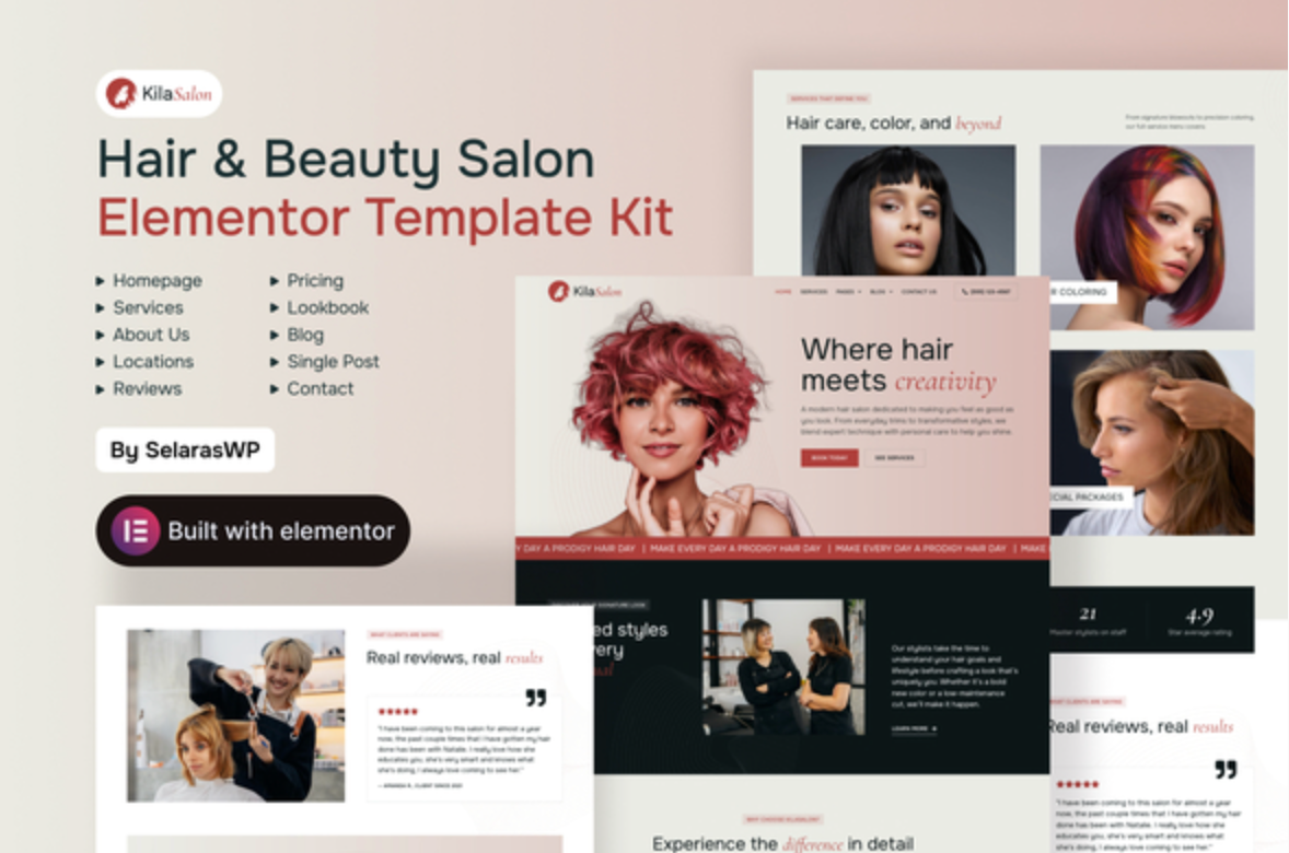 KilaSalon - Hair and Beauty Salon Elementor Template Kit