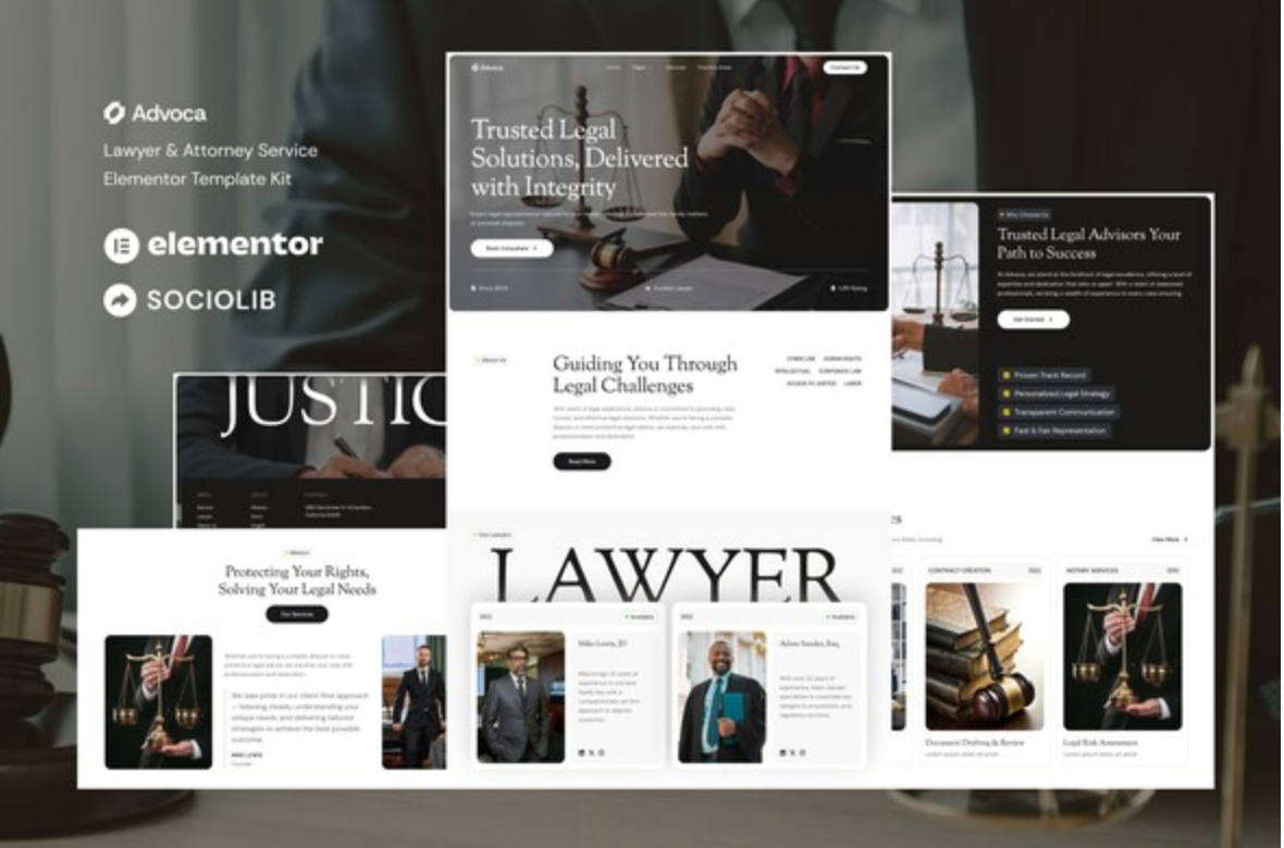 Advoca - Lawyer & Attorney Service Elementor Template Kit