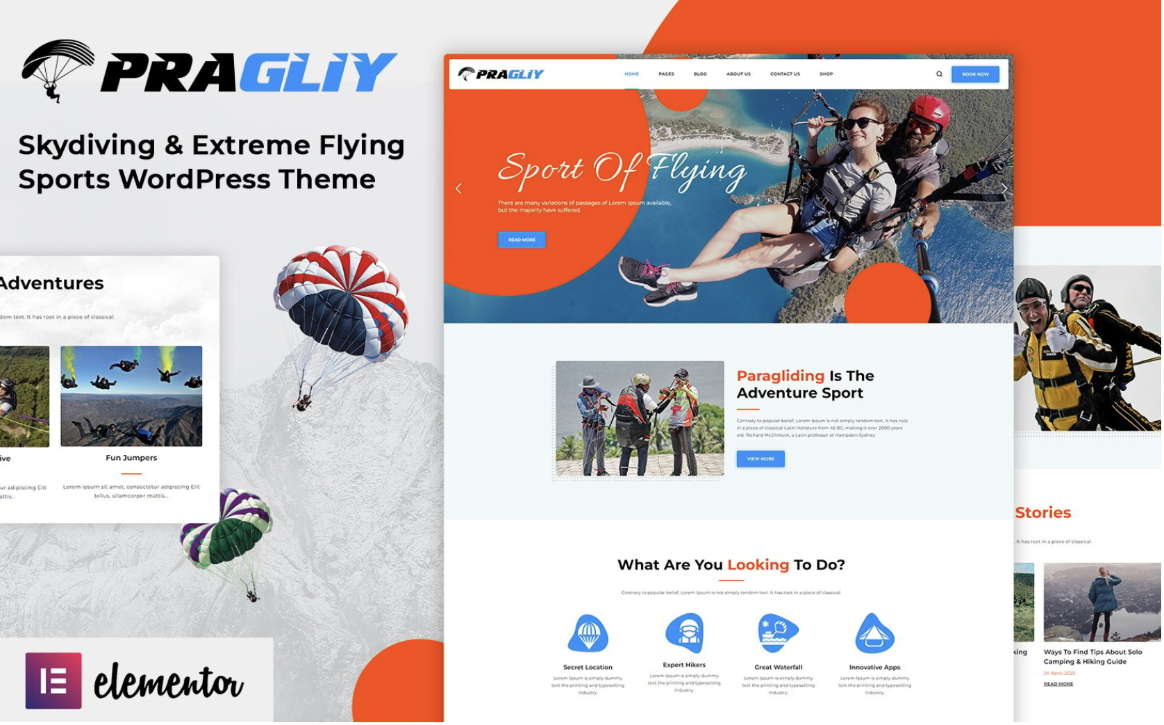 Pragliy - Skydiving, Paragliding and Adventure WordPress Theme