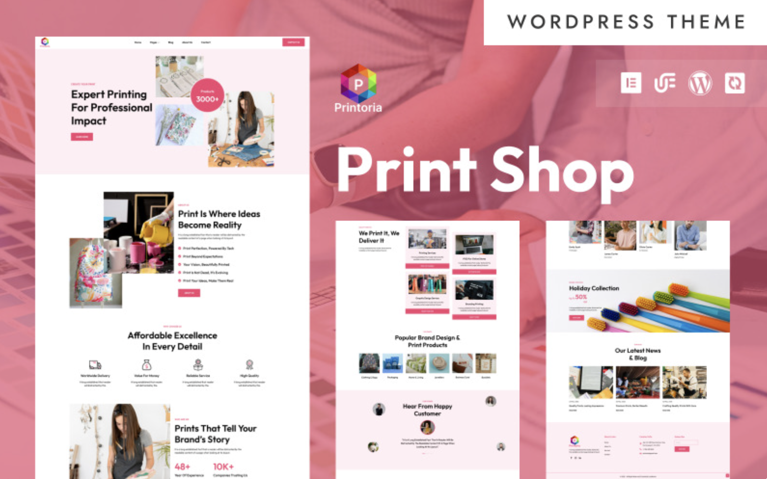 Printoria - Print Shop & Merchandise Printing WordPress Elementor Theme WordPress Theme