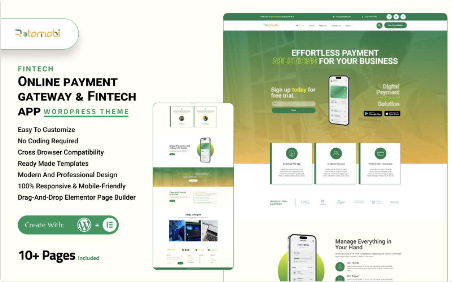 RotoMobi – Payment Gateway & Fintech App WordPress Theme