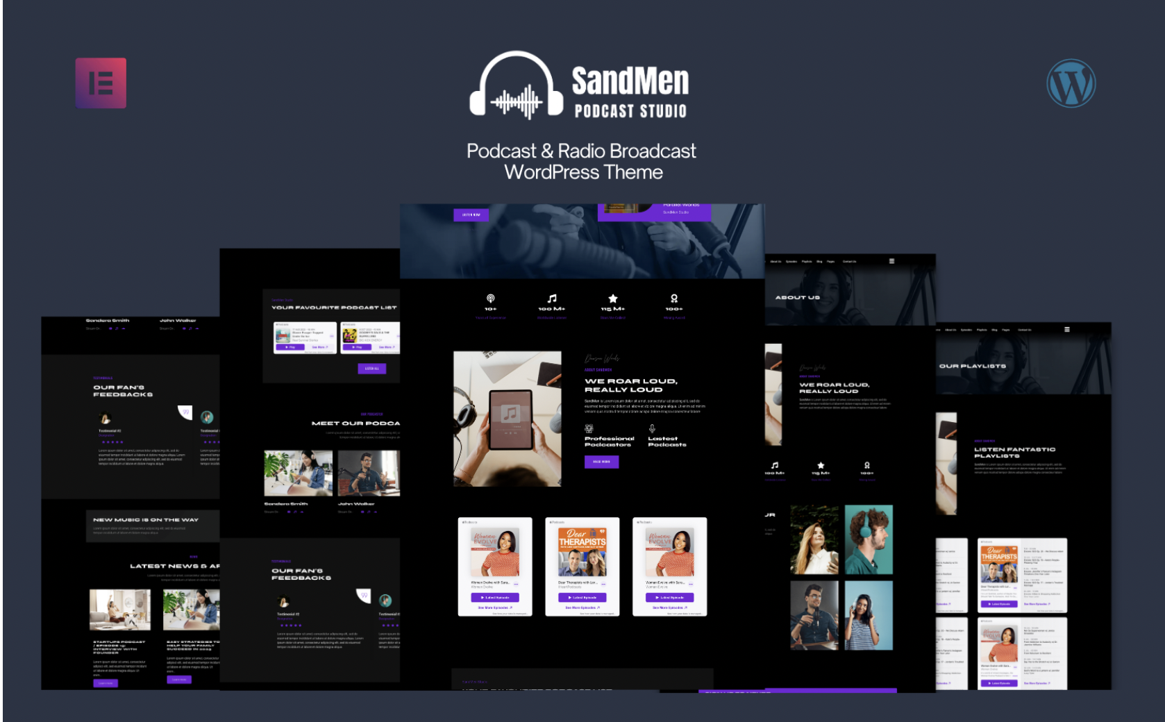 SandMen - Podcast & Radio Studio WordPress Website