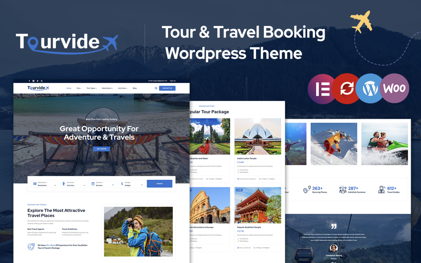 Tourvide - Tour Travel Booking Elementor Wordpress Theme