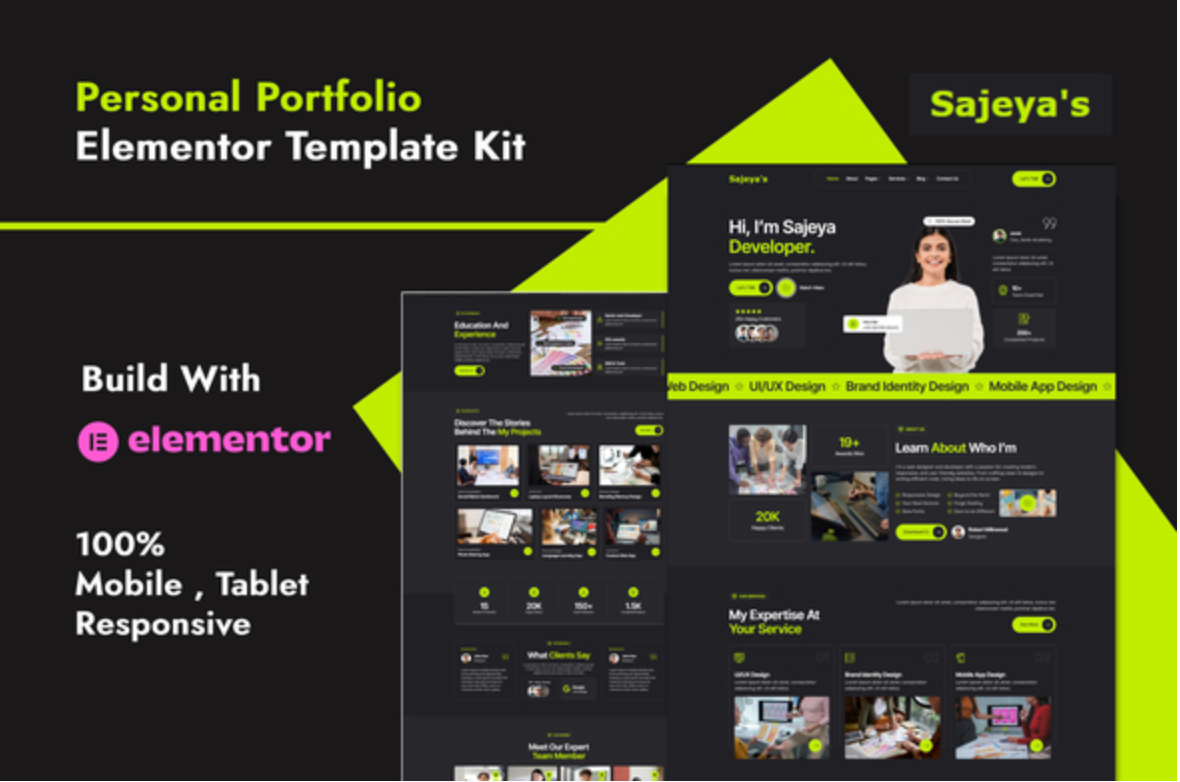 Sajeya - Personal Portfolio Elementor Template Kit