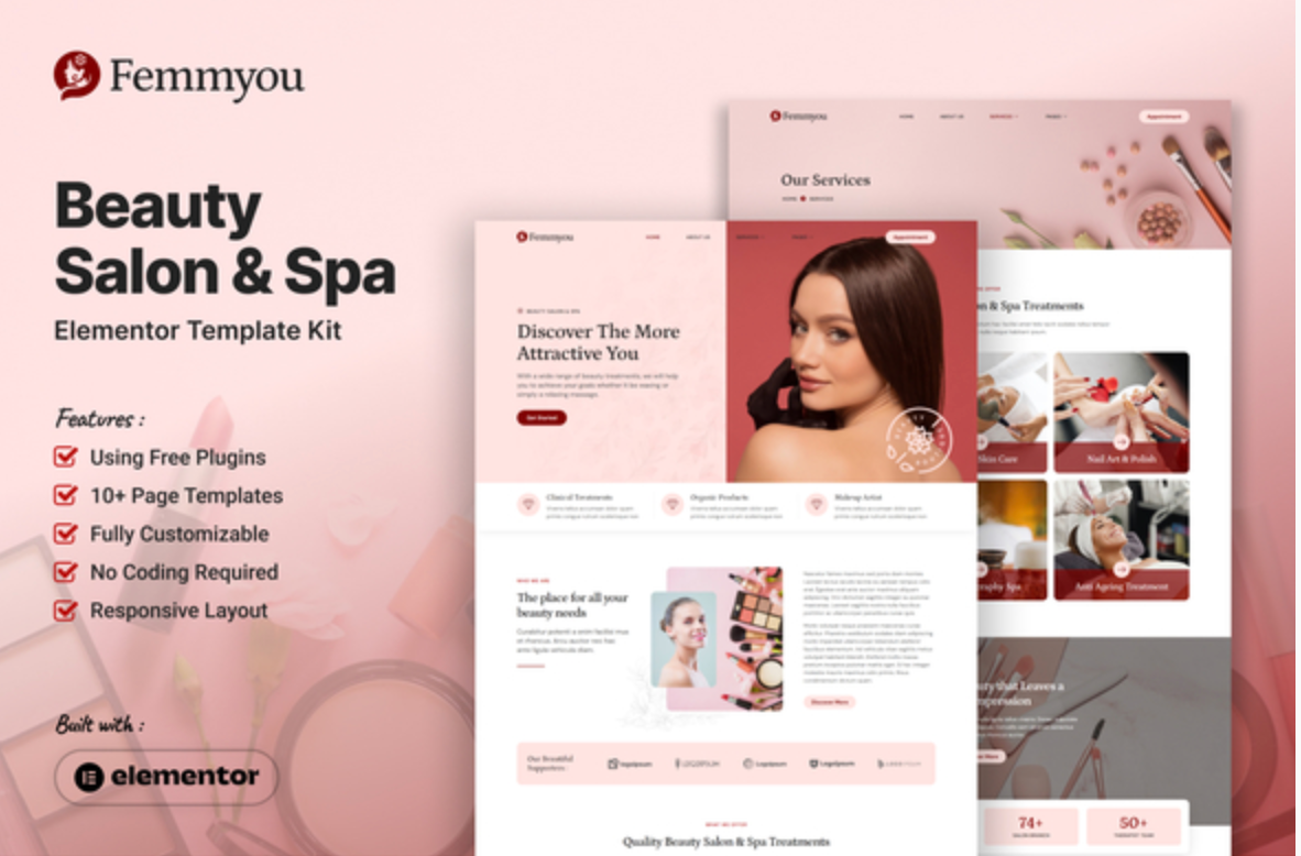 Femmyou - Beauty Salon & Spa Elementor Template Kit