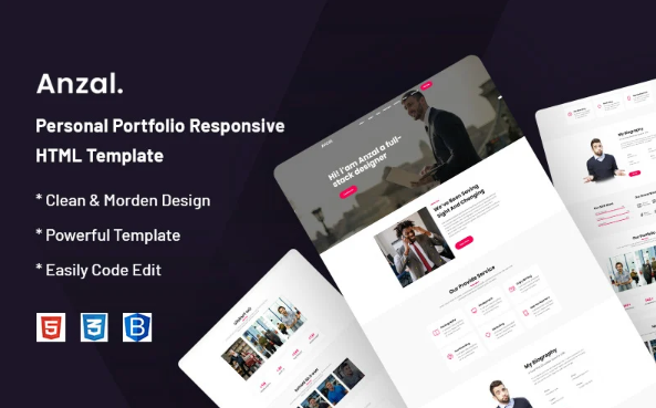 Anzal – Personal Portfolio Website Template — Template by Templatemonster