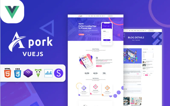 Apork – App & Product Landing Vue JS Template — Template by Templatemonster