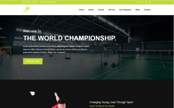 Badminton School & Sports Club Html Template — Template by Templatemonster