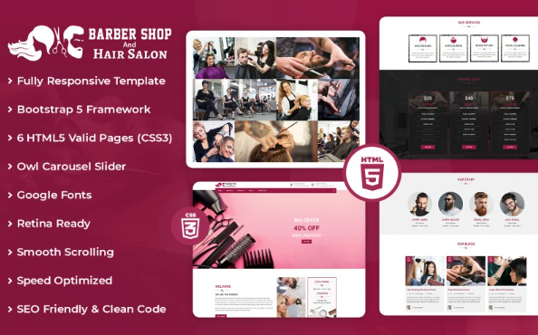 Barbershop and Hair Salon-Html-Template — Template by Templatemonster