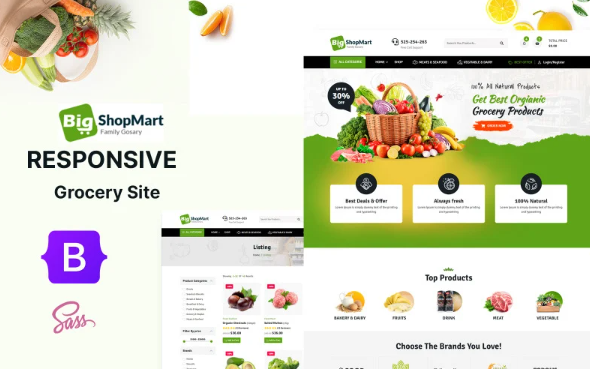 Bigshopmart – Online Grocery Store HTML5 Website Template — Template by Templatemonster