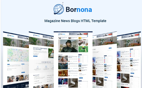 Bornona-Magazine News Blogs HTML Template — Template by Templatemonster