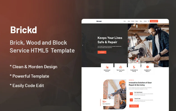 Brickd – Brick and Block Service Website Template — Template by Templatemonster