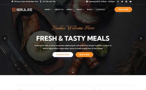 Brulee – Restaurant Cafe & Fast Food HTML Template