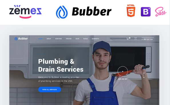 Bubber – Plumbing Company Website Template — Template by Templatemonster