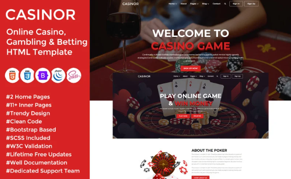 Casinor – Online Casino, Gambling & Betting HTML Template — Template by Templatemonster