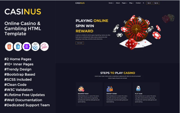 Casinus – Online Casino & Gambling HTML Template — Template by Templatemonster