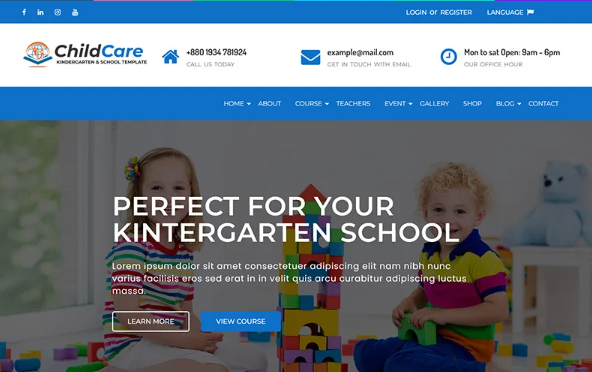 ChildCare – Kindergarten & School HTML Template