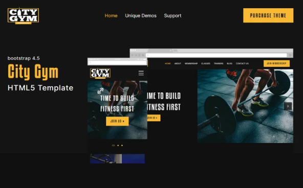 City Gym – Gymnasium Industry, Gym, Yoga, Fitness and Personal Trainer HTML Template — Template by Templatemonster