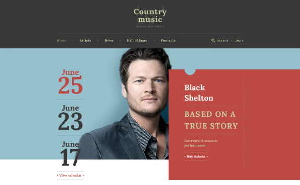 Country Music – Musician Responsive Multipage Website Template — Template by Templatemonster