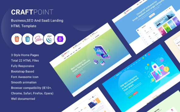 CraftPoint – Business, SEO And SaaS Landing HTML Template — Template by Templatemonster