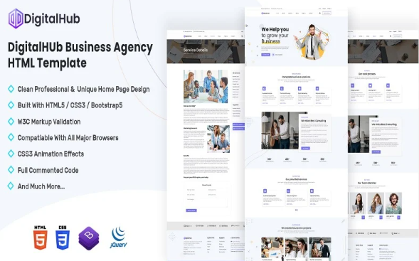 DigitalHub – Business Agency HTML Template — Template by Templatemonster