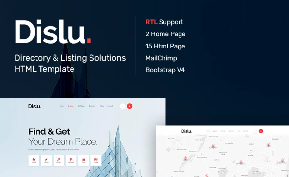 Dislu – Directory & Listings Website Template — Template by Templatemonster