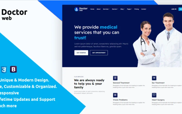 Doctorweb – Clinic & Hospital Management Bootstrap Website template — Template by Templatemonster