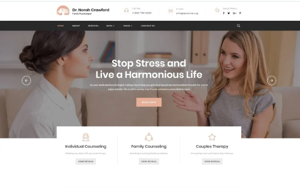Dr. Norah Crawford – Psychologist Multipage Modern HTML Website
