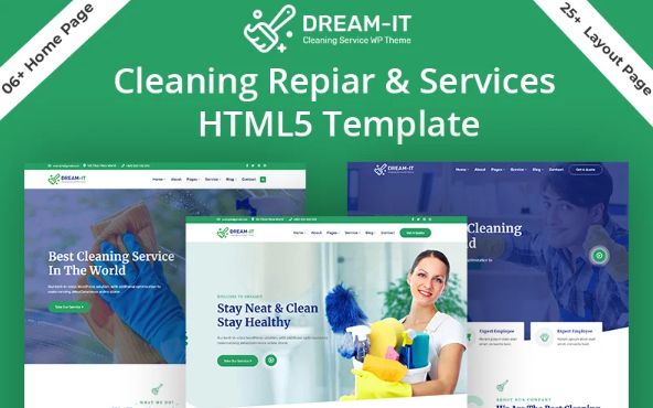 DreamIT- Cleaning and Repair Service Bootstrap HTML5 Website Template — Template by Templatemonster