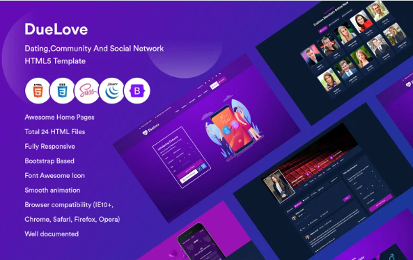 DueLove – Dating And community Social Network Template
