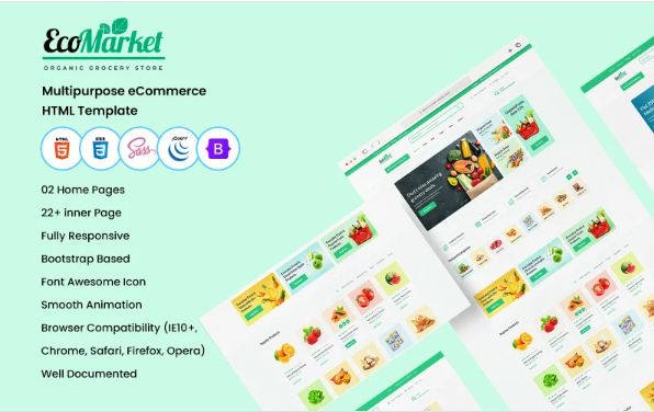 Ecomarket – Organic & Food Store eCommerce HTML Template — Template by Templatemonster