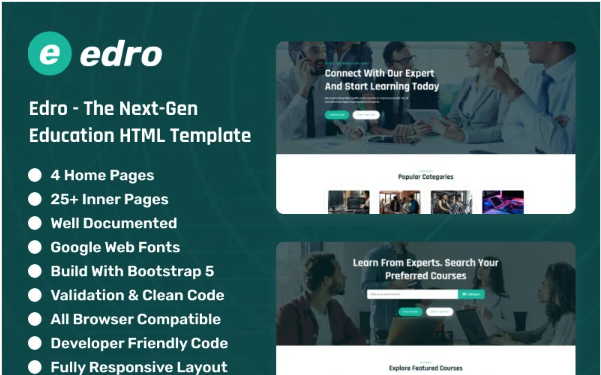 Edro – The Next-Gen Education HTML Template — Template by Templatemonster