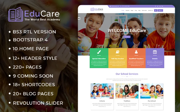 EduCare – Education With RTL Ready Website Template