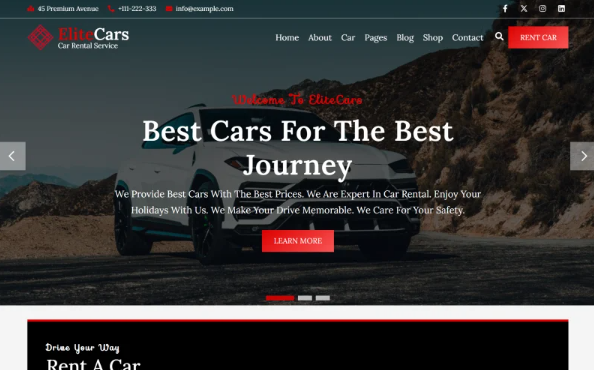 EliteCars – Car Rental React Website Template — Template by Templatemonster