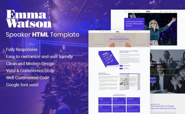 Emma – Watson Motivational Speaker Personal Portfolio Template — Template by Templatemonster
