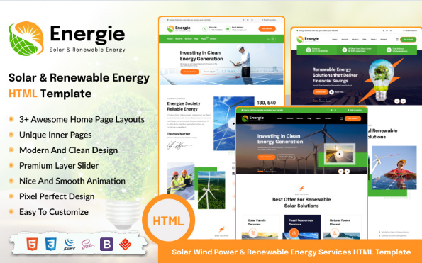 Energie – Solar and Renewable Energy HTML Template — Template by Templatemonster