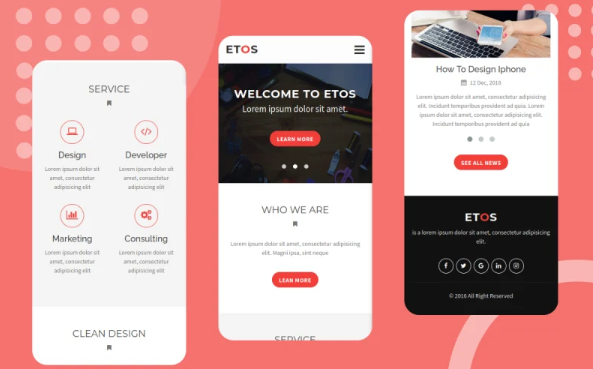 Etos – HTML Mobile Website Template — Template by Templatemonster