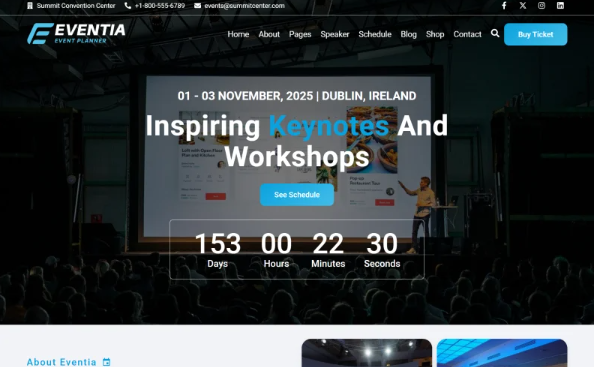 Eventia – Event & Conference React Website Template — Template by Templatemonster
